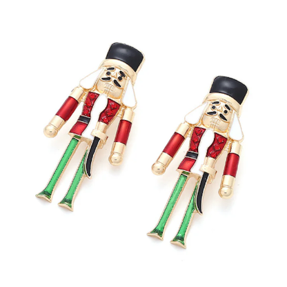 Nutcracker Earrings-Red and Green