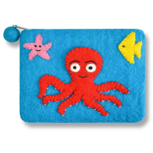 Octopus Design Coin Purse-Aqua Blue