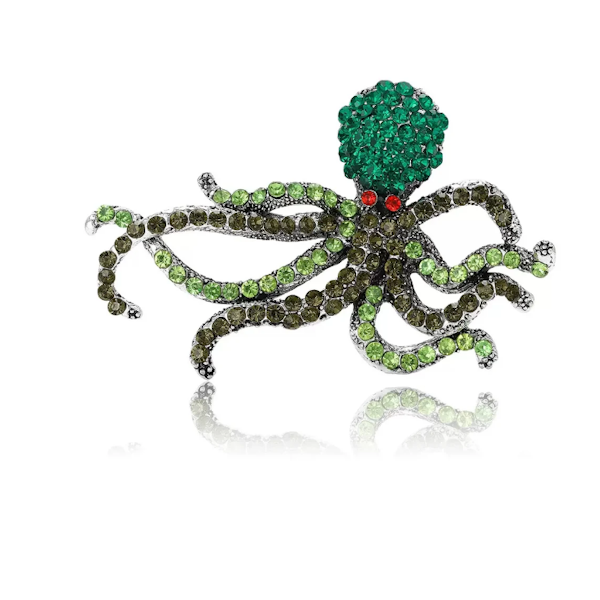 Octopus Rhinestone Brooch