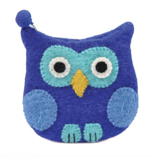 Owl Face Shaped Coin Purse-Blue