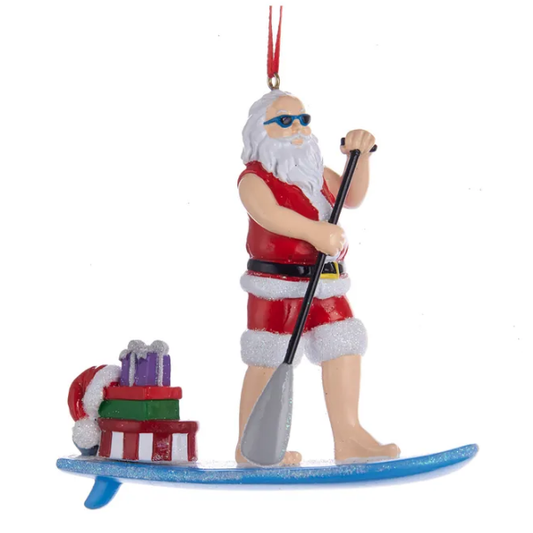 Paddle Board Santa Ornament