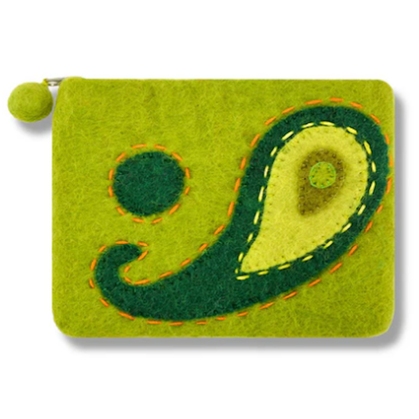Paisley Stitched Design Coin Purse-Assorted Colors, each sold separately
