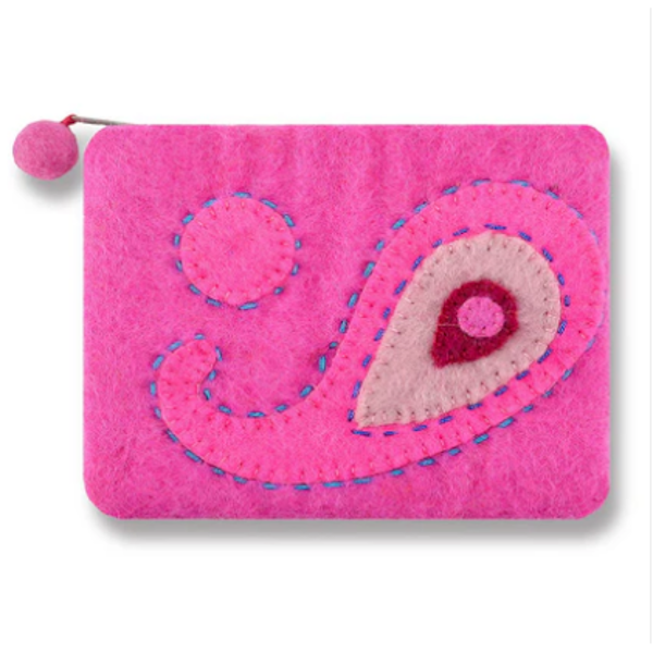 Paisley Stitched Design Coin Purse-Assorted Colors, each sold separately