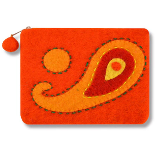 Paisley Stitched Design Coin Purse-Assorted Colors, each sold separately