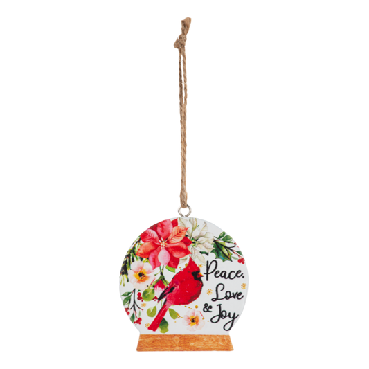 Peace, Love & Joy Cardinal Ornament