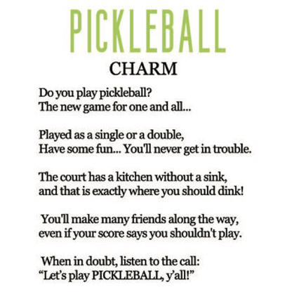 Pickleball Charm, with Insert Card