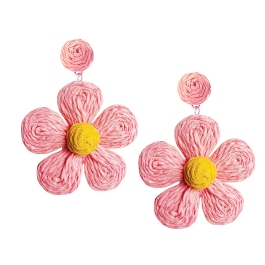 Flower Raffia Earrings