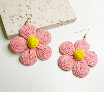 Flower Raffia Earrings