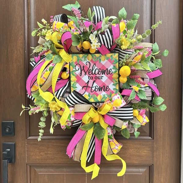 Pink Lemonade Wreath-Custom Design, Handmade