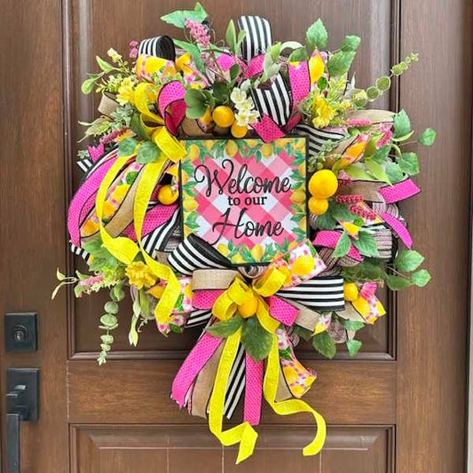Pink Lemonade Wreath-Custom Design, Handmade