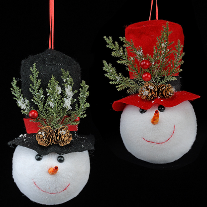 Large Plush Snowman Ornament-Assorted, each sold seperately