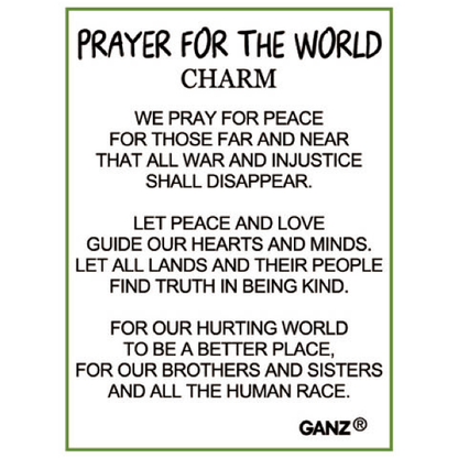 Prayer for the World Charm, with Insert Card