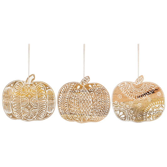 Handpainted Wood Pumpkin Ornament-Assorted, sold seperately