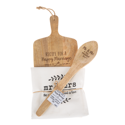 Recipe For A Happy Marriage-Board, Towel, Spoon Set