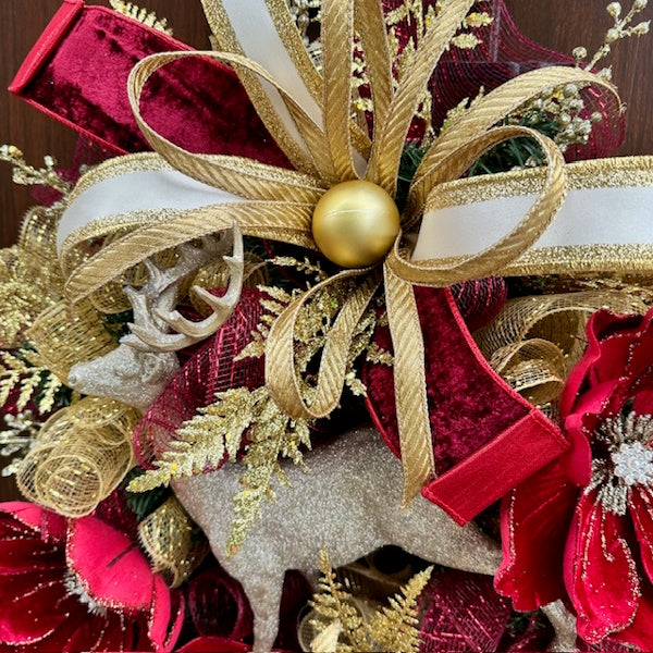 Reindeer Burgundy Bliss Wreath-Custom Design, Handmade