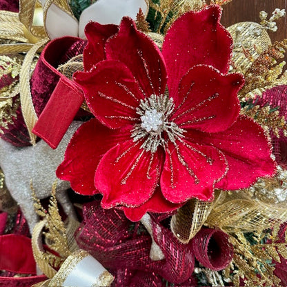 Reindeer Burgundy Bliss Wreath-Custom Design, Handmade