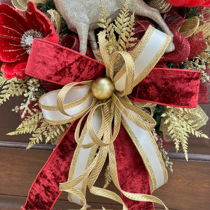Reindeer Burgundy Bliss Wreath-Custom Design, Handmade