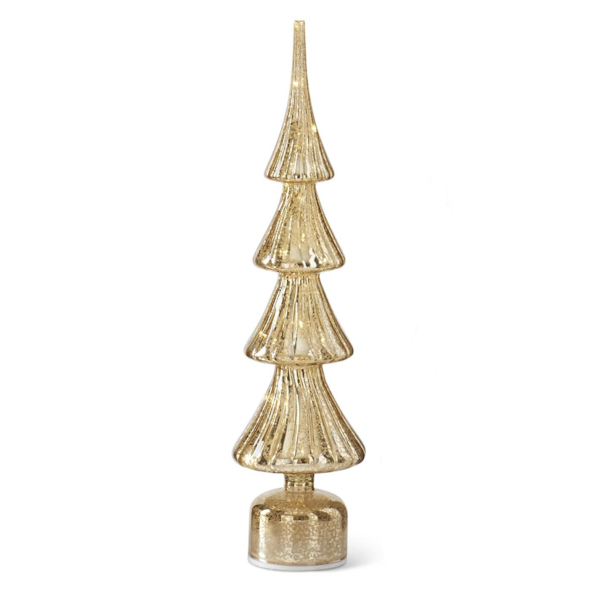 Rotating Gold Mercury Glass LED Trees w/Timers-Assorted Sizes, sold separately