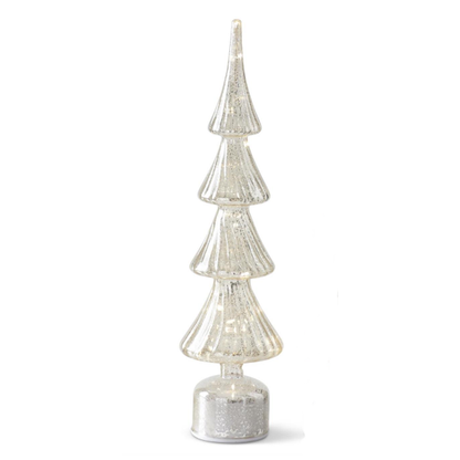 Rotating Silver Mercury Glass LED Trees w/Timers-Assorted Sizes, sold separately