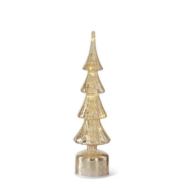 Rotating Gold Mercury Glass LED Trees w/Timers-Assorted Sizes, sold separately