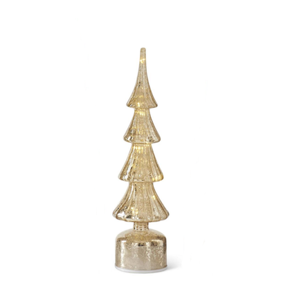 Rotating Gold Mercury Glass LED Trees w/Timers-Assorted Sizes, sold separately