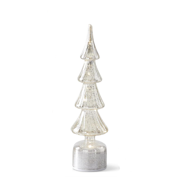 Rotating Silver Mercury Glass LED Trees w/Timers-Assorted Sizes, sold separately