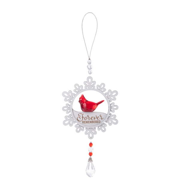 Rustic Snowflake Cardinal Ornament-Crystal Expressions