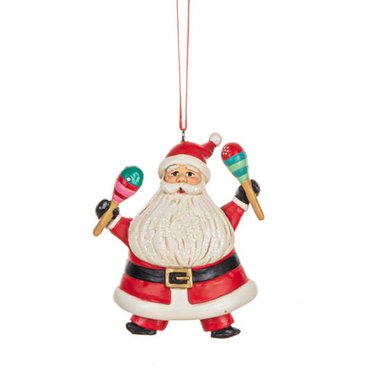 Santa Shaking Maracas Ornament