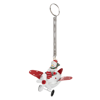 Santa, Snowman or Reindeer in Airplane Ornament-Assorted, each sold separately