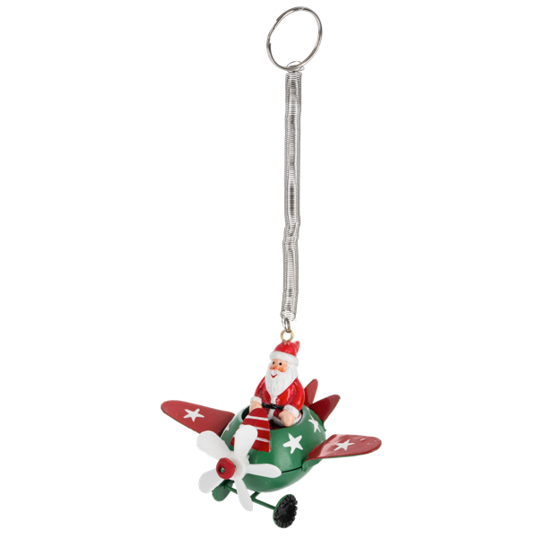 Santa, Snowman or Reindeer in Airplane Ornament-Assorted, each sold separately