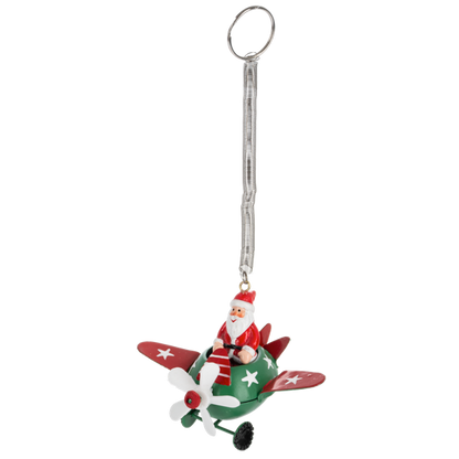 Santa, Snowman or Reindeer in Airplane Ornament-Assorted, each sold separately