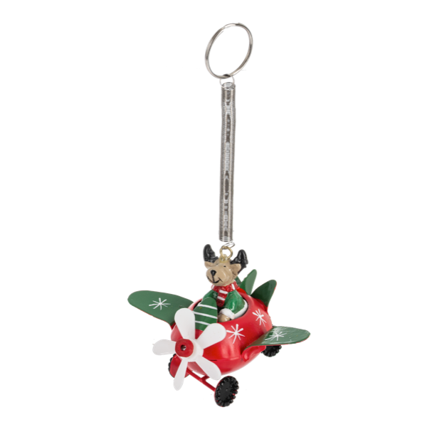Santa, Snowman or Reindeer in Airplane Ornament-Assorted, each sold separately