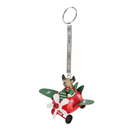 Santa, Snowman or Reindeer in Airplane Ornament-Assorted, each sold separately