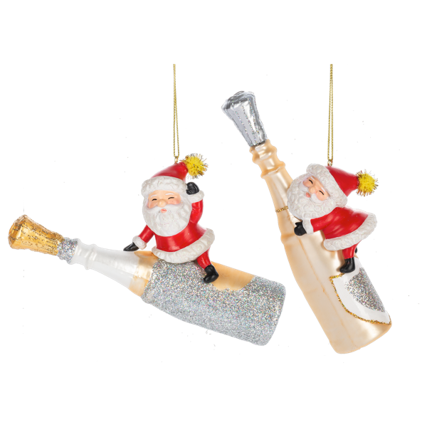 Santa with Champagne Bottle-Assorted Styles, sold separately
