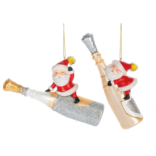 Santa with Champagne Bottle-Assorted Styles, sold separately