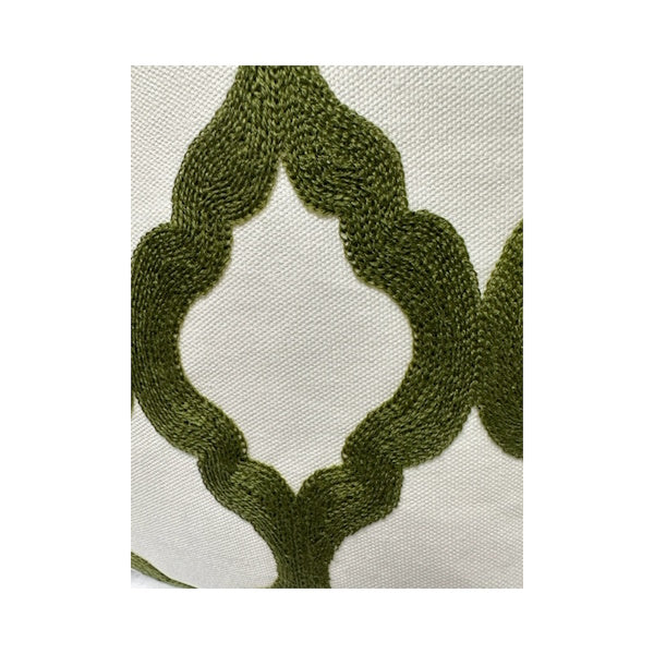 Grass Green Crewel Work Pillow