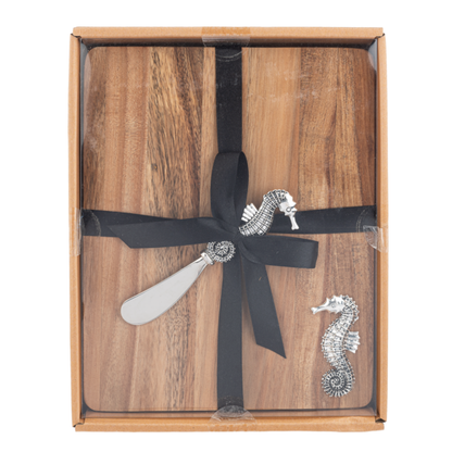 Silver Seahorse Cutting Board and Spreader Gift Set