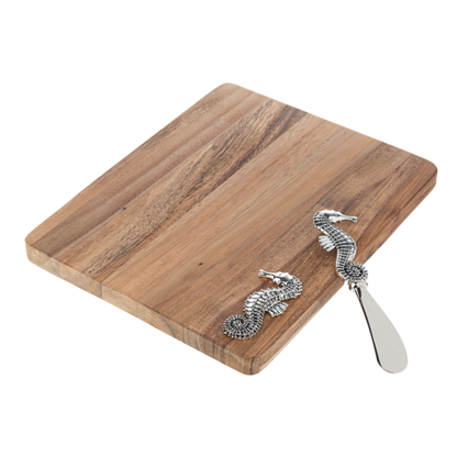 Silver Seahorse Cutting Board and Spreader Gift Set