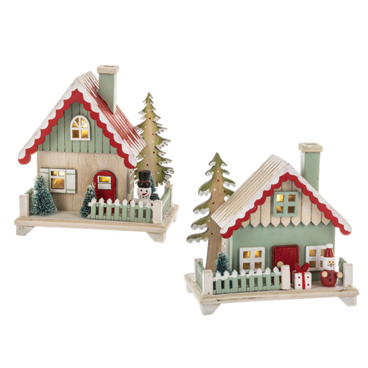 LED Ski Chalet Home Decor, Wood-Assorted Styles, each sold separately