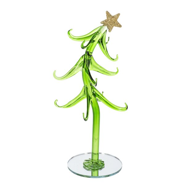 Slanted Glass Christmas Tree with Ornaments-Assorted, each sold separately