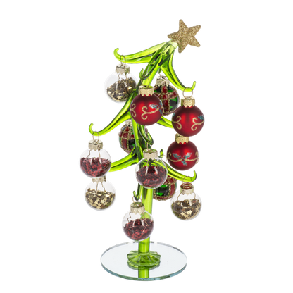 Slanted Glass Christmas Tree with Ornaments-Assorted, each sold separately