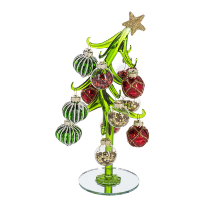 Slanted Glass Christmas Tree with Ornaments-Assorted, each sold separately
