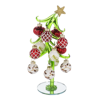 Slanted Glass Christmas Tree with Ornaments-Assorted, each sold separately