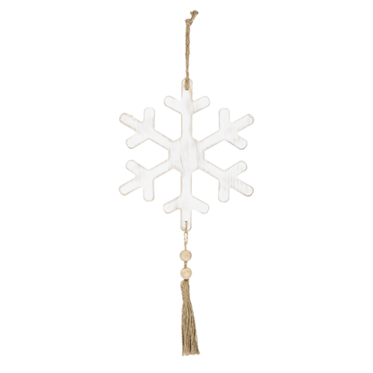 Snowflake with Wood Beads and Tassel Ornament