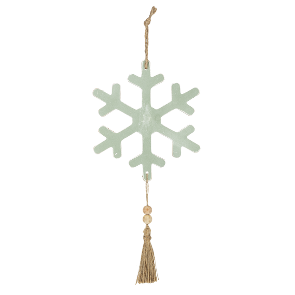 Snowflake with Wood Beads and Tassel Ornament