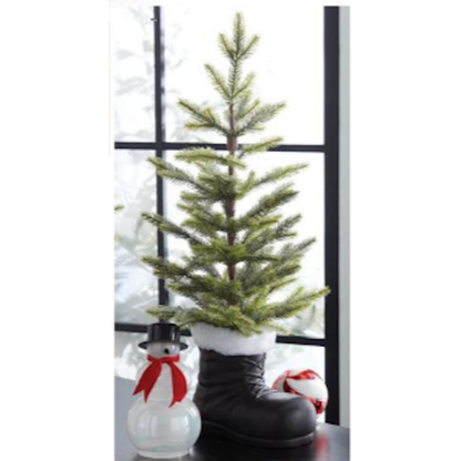 Snowy Tree in Santa Boot-Artificial Pine