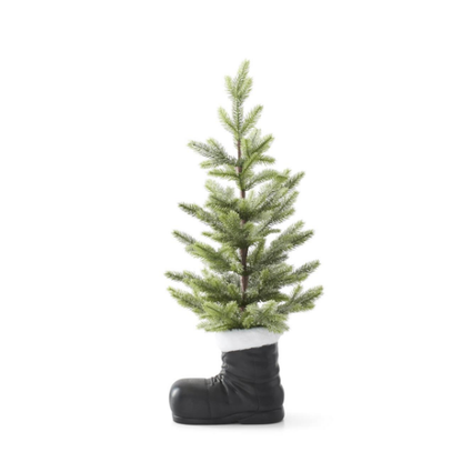Snowy Tree in Santa Boot-Artificial Pine