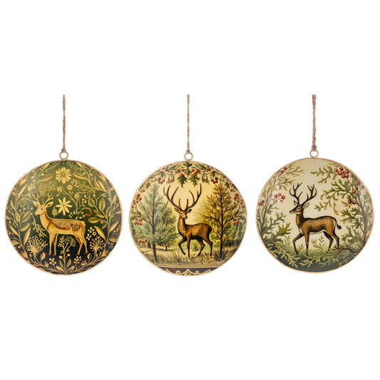 Stag Disc Ornament-Assorted, each sold separately