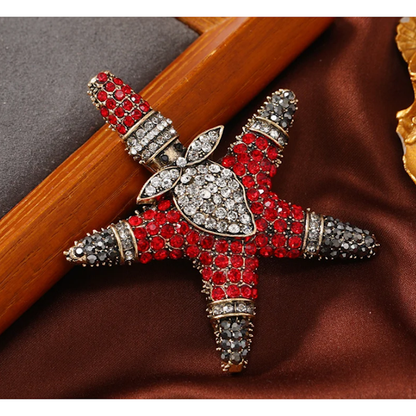 Starfish Santa Rhinestone Brooch