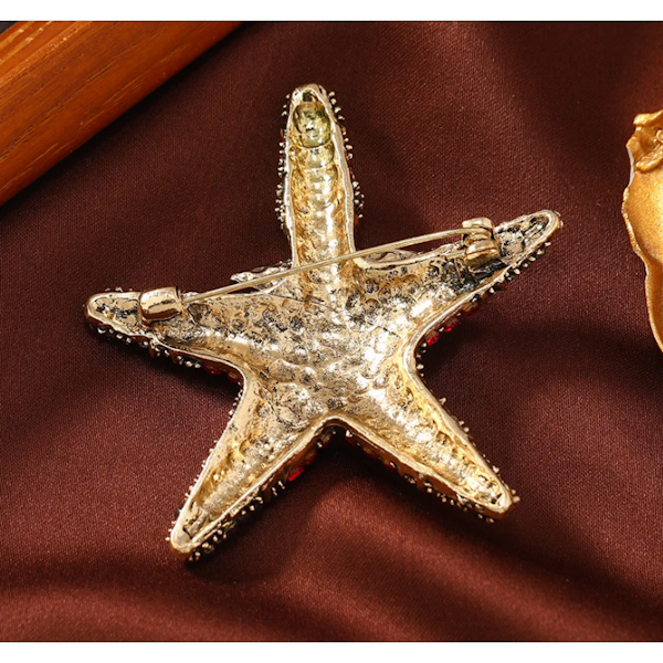Starfish Santa Rhinestone Brooch